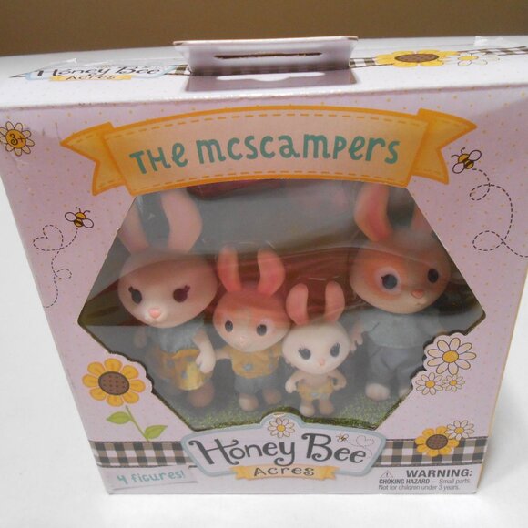 NIB HONEY BEE ACRES THE McSCAMPERS BUNNY FAMILY DAISY MILO JAX PETUNIA FIGURES - Picture 1 of 9